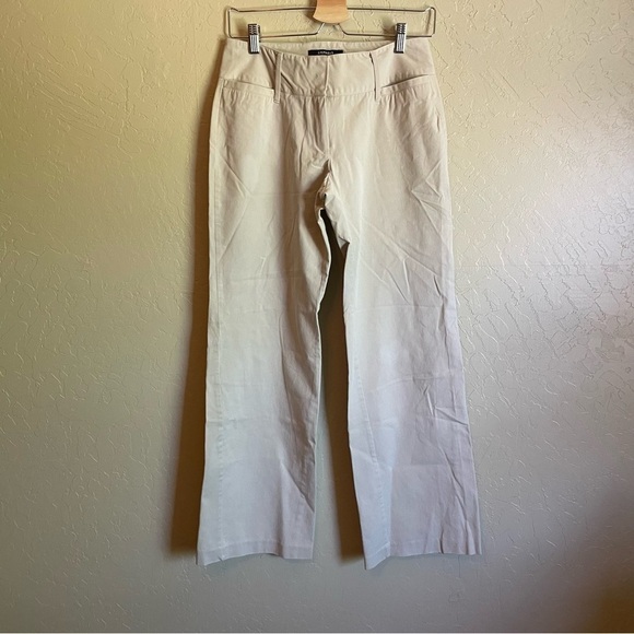 Express Khaki Brown Straight Leg Low Rise Trousers - Picture 2 of 7